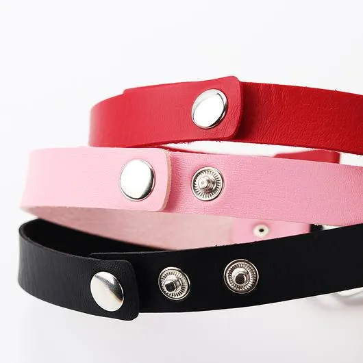 Leather Heart Choker Necklace
