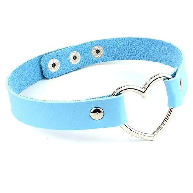 Leather Heart Choker Necklace