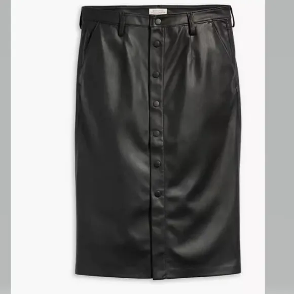 Levi's Premium Women's Faux Leather Icon Pencil Skirt Black NWT