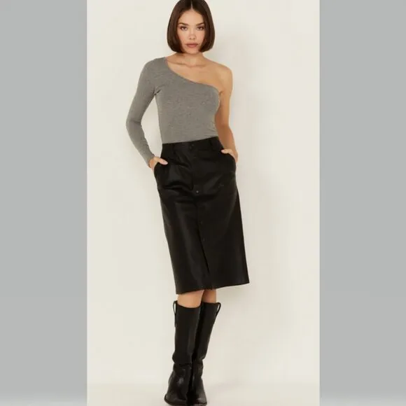 Levi's Premium Women's Faux Leather Icon Pencil Skirt Black NWT
