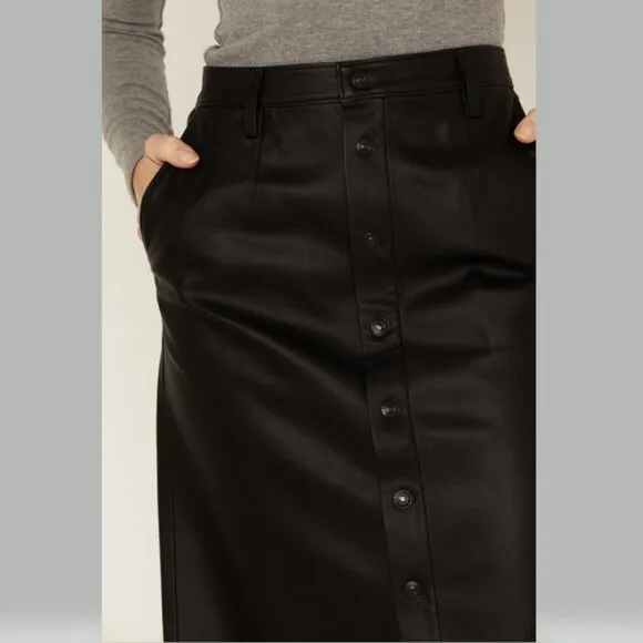 Levi's Premium Women's Faux Leather Icon Pencil Skirt Black NWT