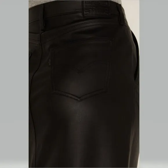 Levi's Premium Women's Faux Leather Icon Pencil Skirt Black NWT