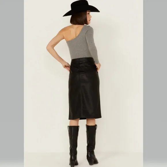 Levi's Premium Women's Faux Leather Icon Pencil Skirt Black NWT