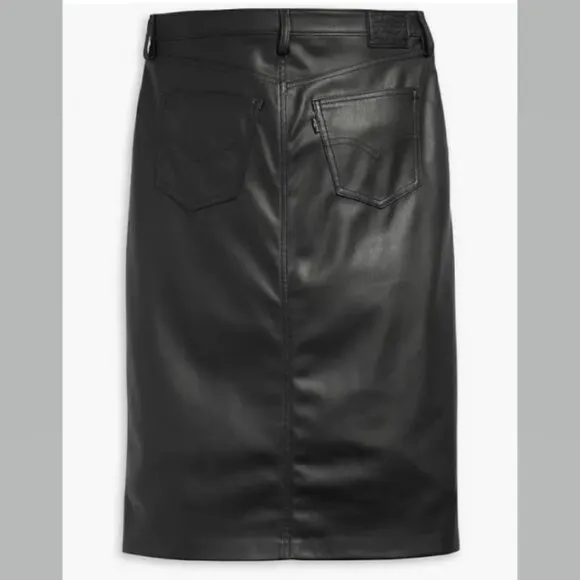 Levi's Premium Women's Faux Leather Icon Pencil Skirt Black NWT