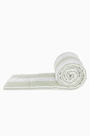 Linen Zen Hand Quilted Quilt-Green Zen