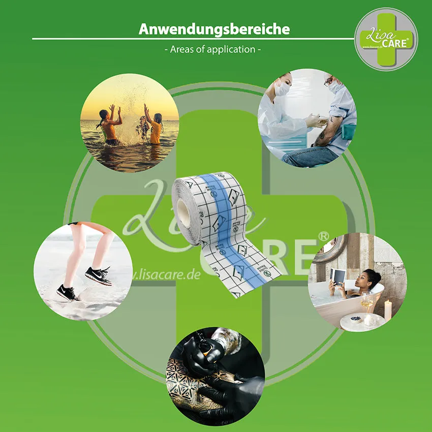 LisaCare Folien Wundverband /Tattoopflaster - Transparent - Selbstklebend - 3er-Set (5,10&15cm x 10m)