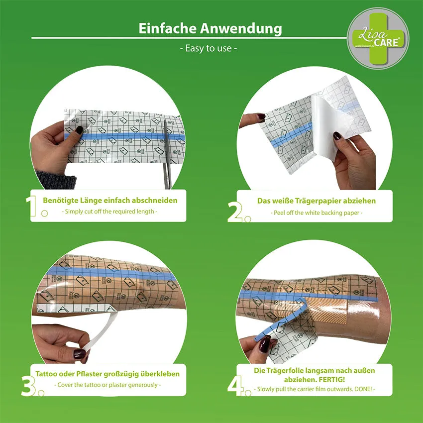 LisaCare Folien Wundverband /Tattoopflaster - Transparent - Selbstklebend - 3er-Set (5,10&15cm x 10m)