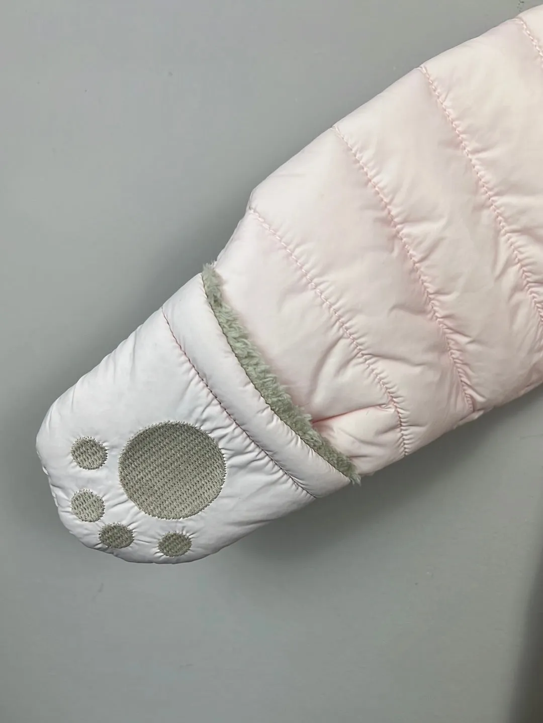 Little White Company pink quilted snowsuit 0-3m