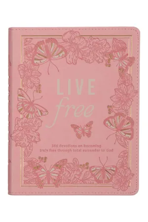 Live Free Pink Faux Leather Devotional Book
