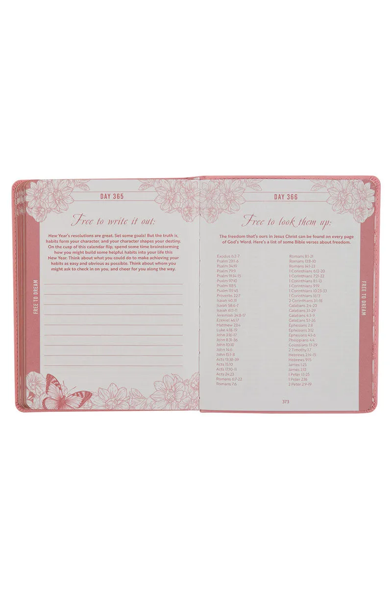 Live Free Pink Faux Leather Devotional Book