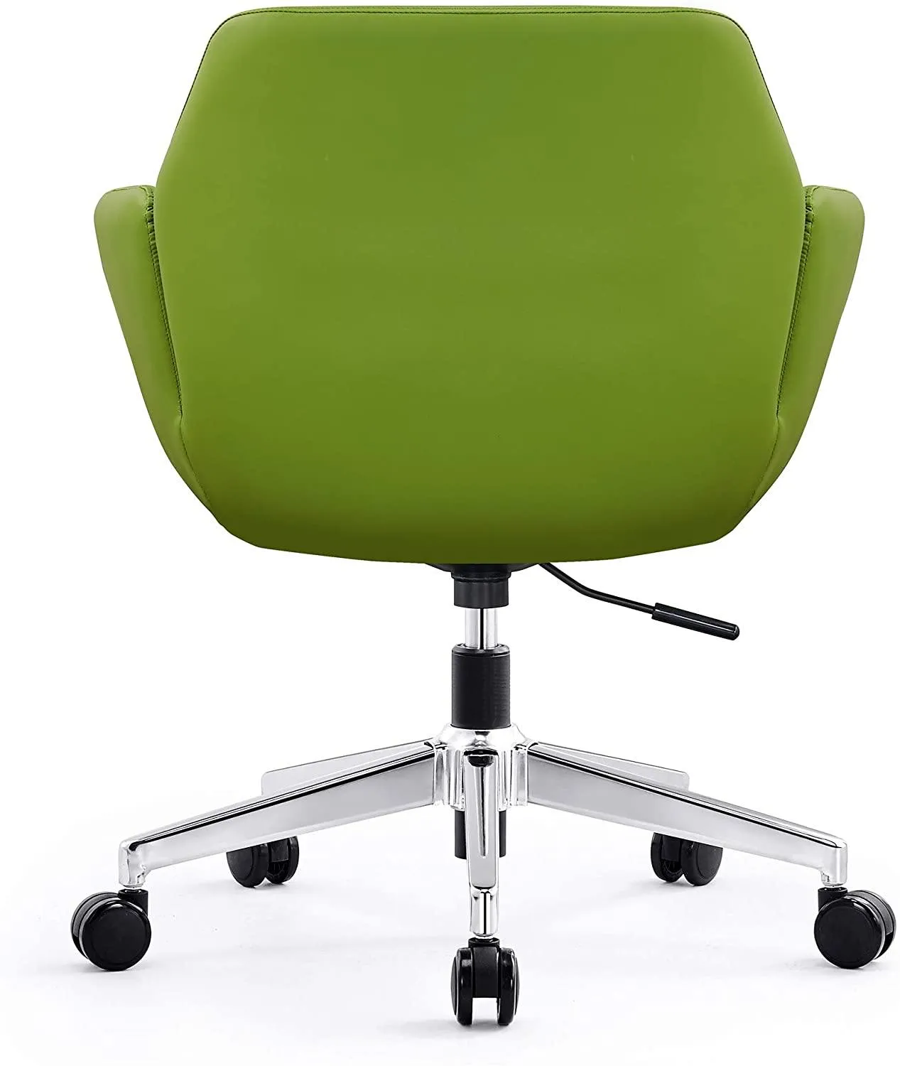 Low Back Swivel Chair PU Leather Adjustable Executive Upholstered Ergonomic Home Office Chair with Thick Padding Armrest & Lumbar Support