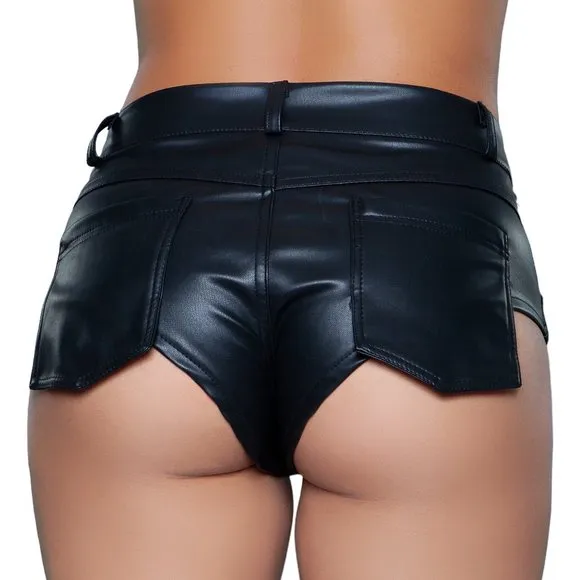Low Rise Mini Faux Leather Cheeky Shorts
