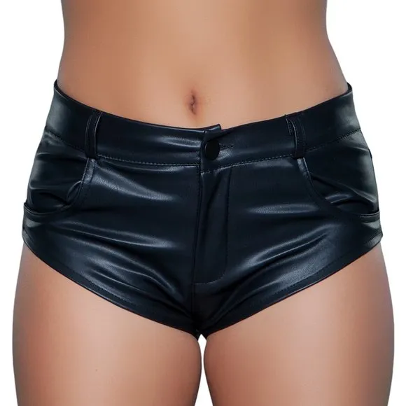 Low Rise Mini Faux Leather Cheeky Shorts
