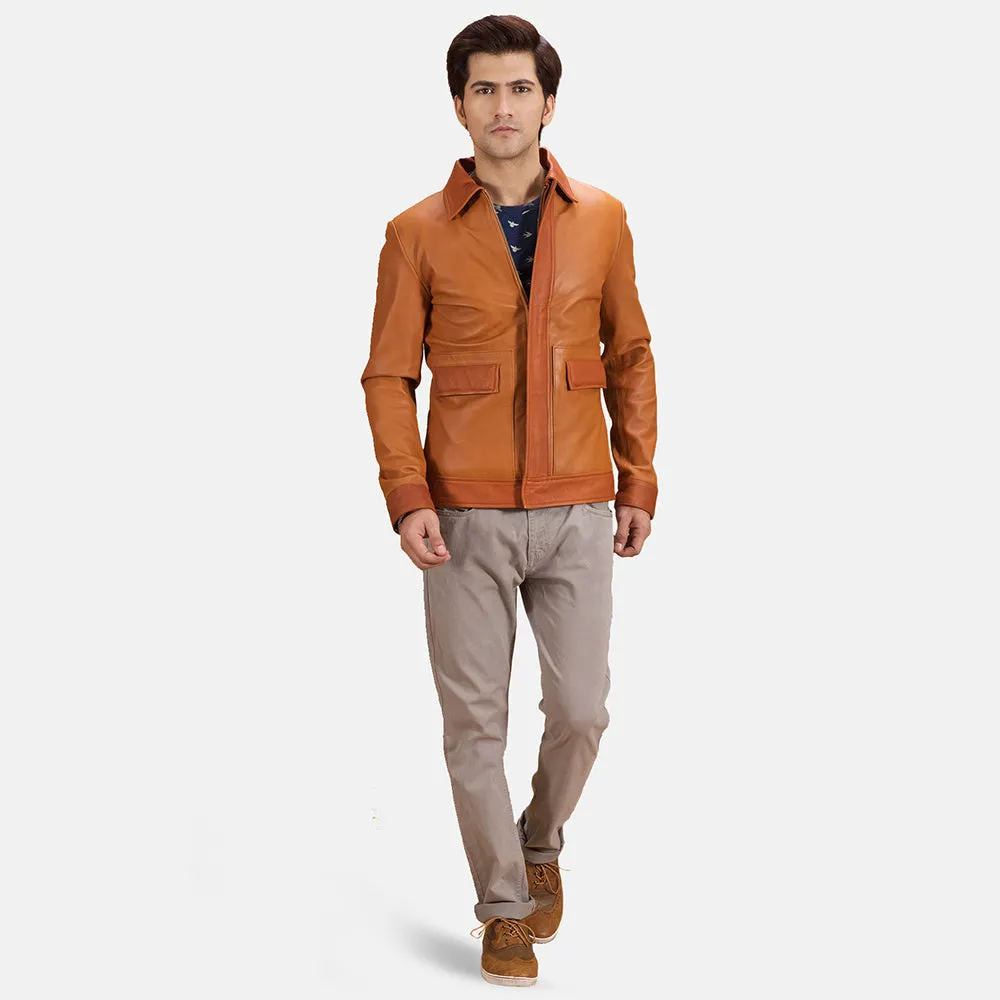 Luca Tan Brown Leather Jacket