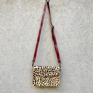 Lucinda Cowhide and Leather Crossbody Clutch Bag - Leopard, Black