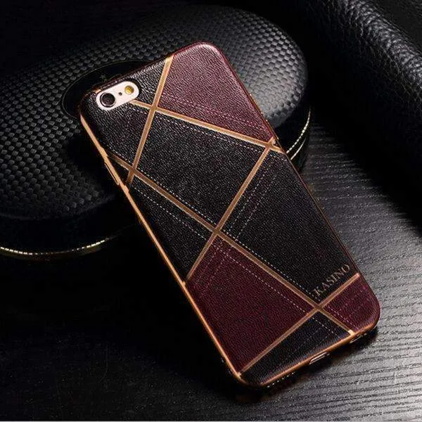Luxury Leather Back Cover Electroplate For iPhone
