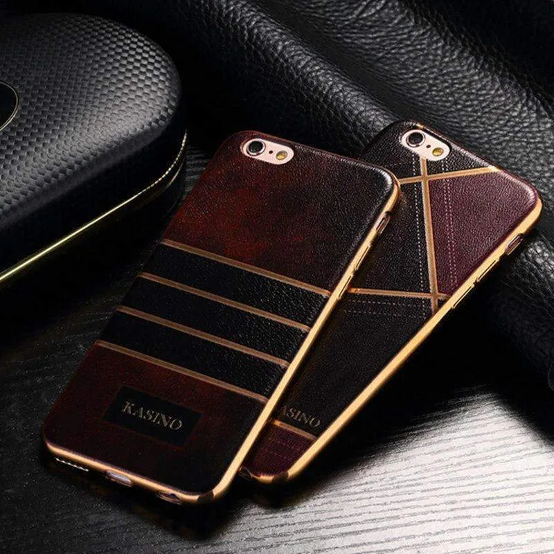 Luxury Leather Back Cover Electroplate For iPhone