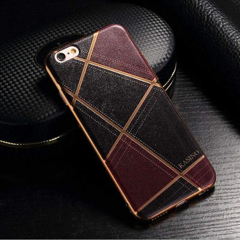 Luxury Leather Back Cover Electroplate For iPhone
