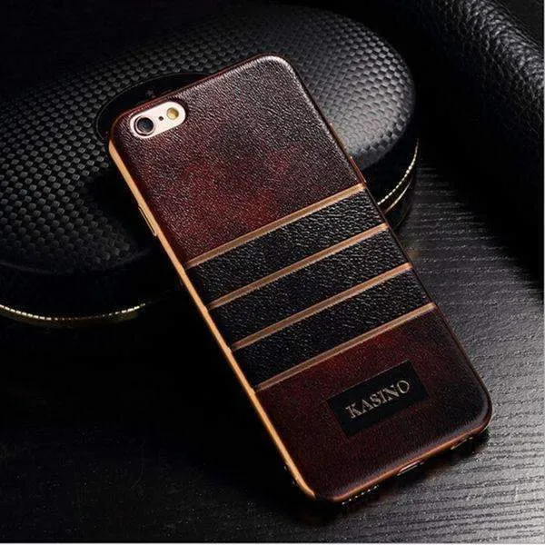 Luxury Leather Back Cover Electroplate For iPhone