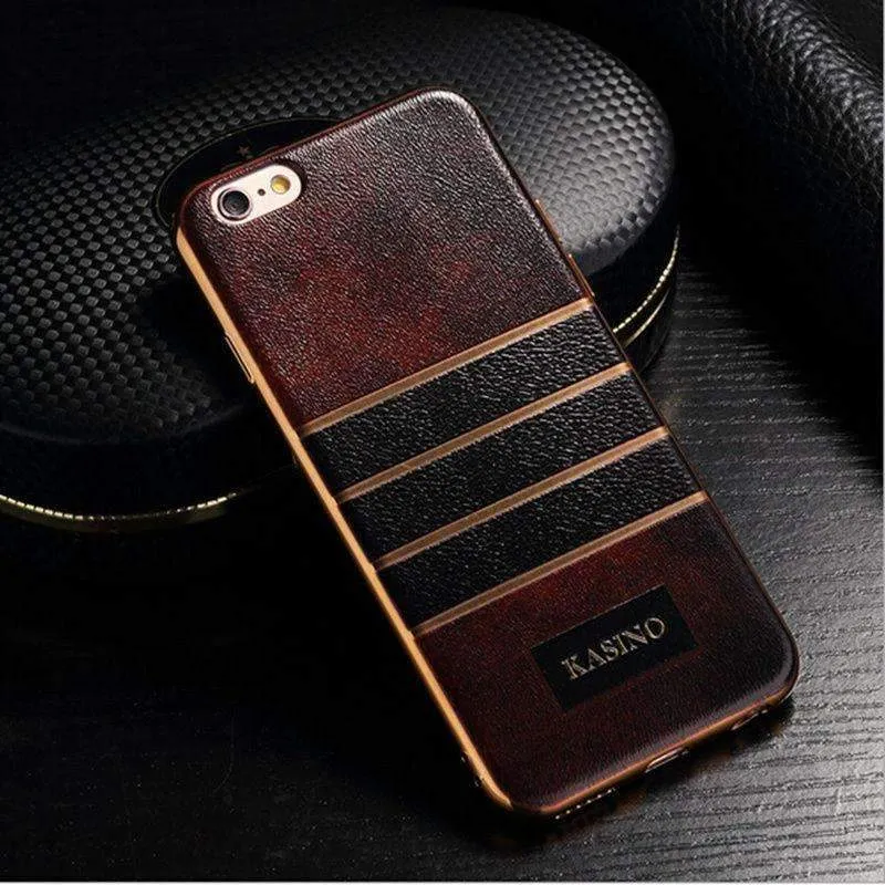 Luxury Leather Back Cover Electroplate For iPhone