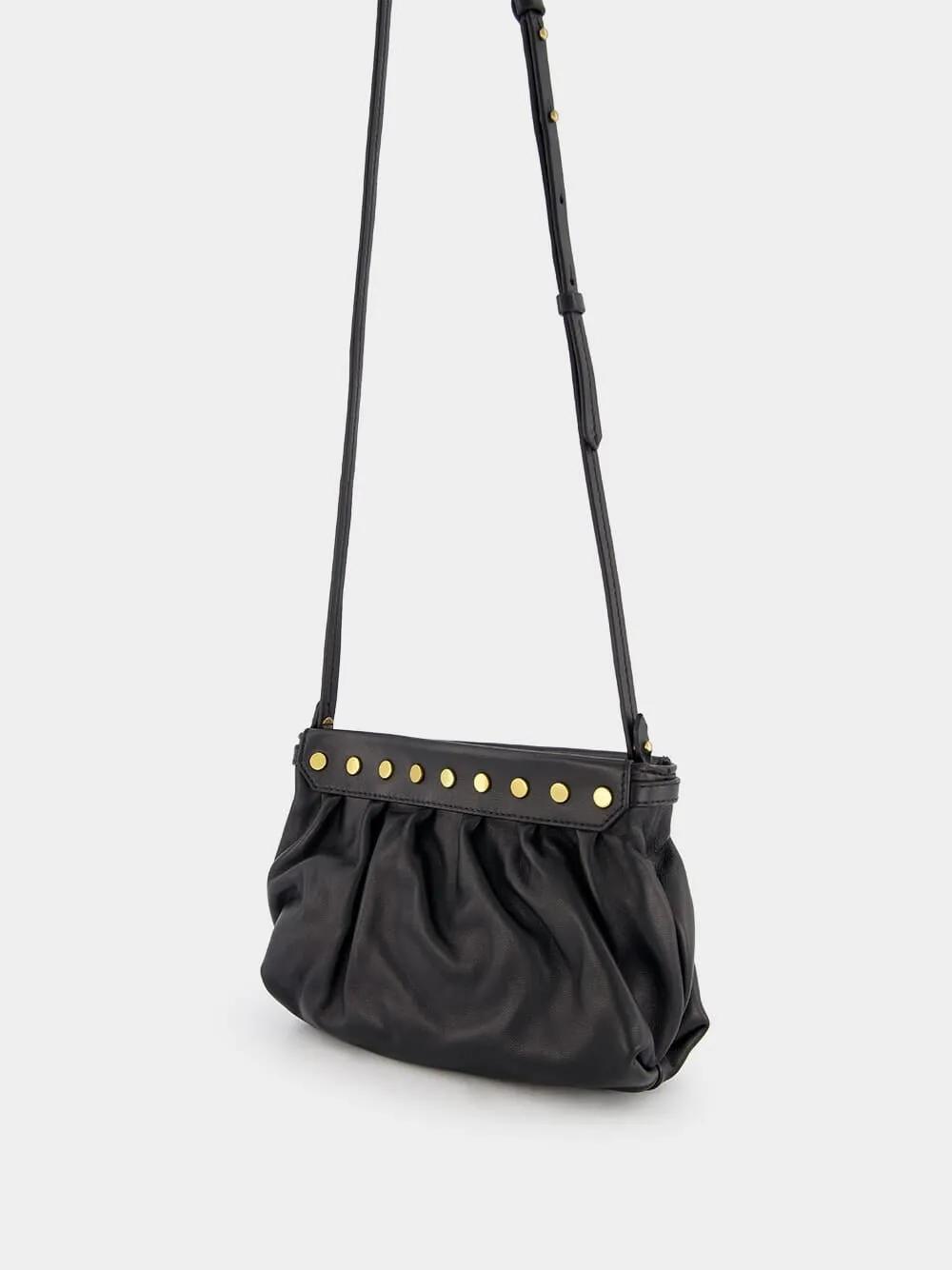 Luzes Gathered Crossbody Black Leather Bag