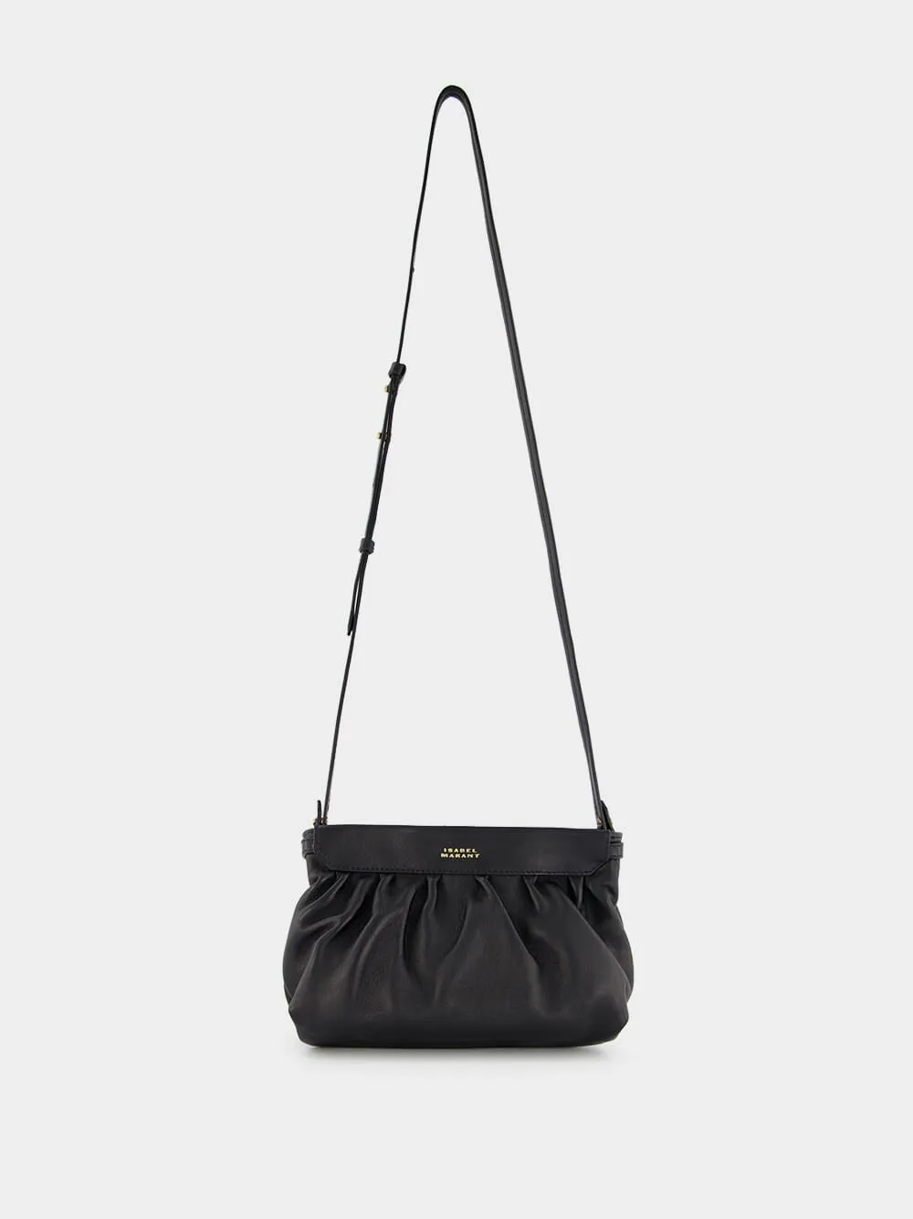 Luzes Gathered Crossbody Black Leather Bag