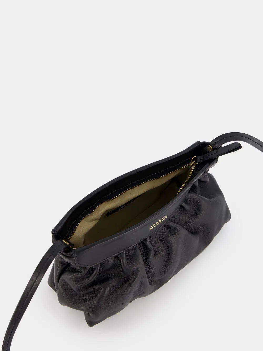 Luzes Gathered Crossbody Black Leather Bag