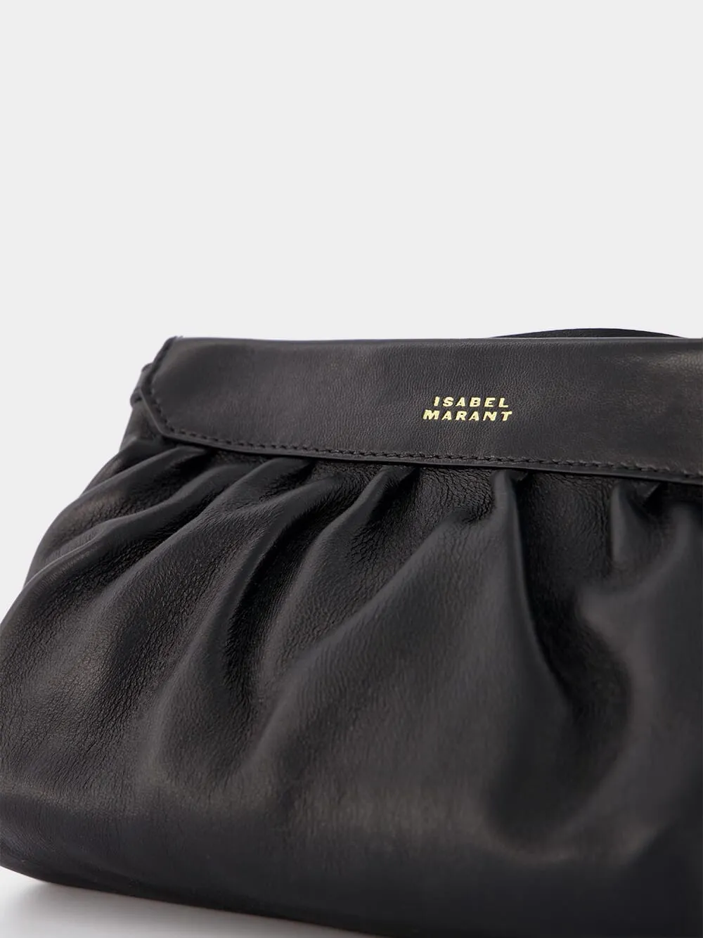 Luzes Gathered Crossbody Black Leather Bag