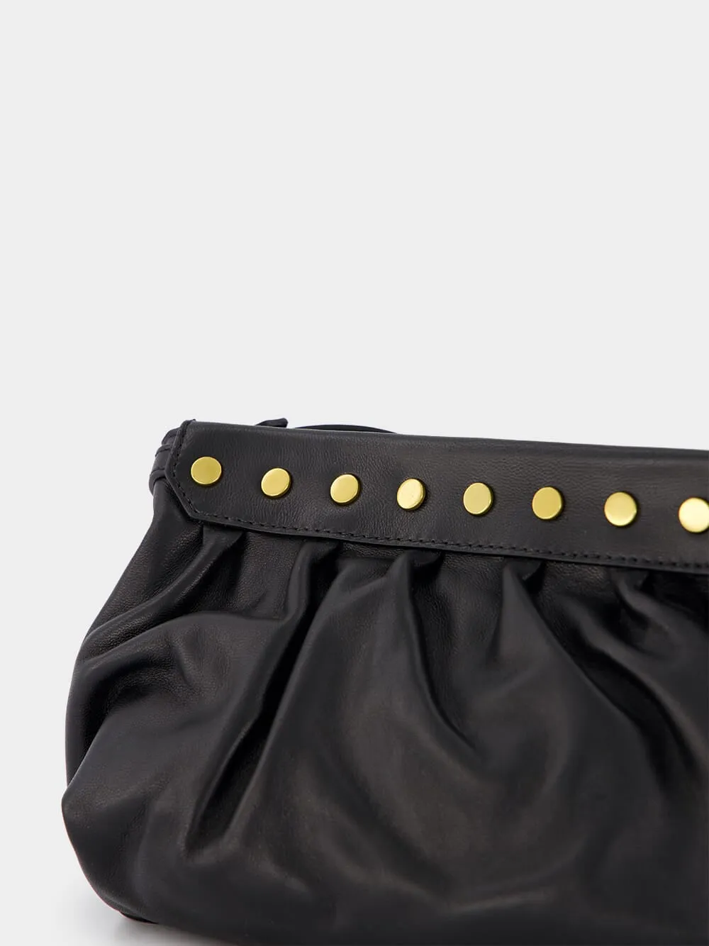 Luzes Gathered Crossbody Black Leather Bag