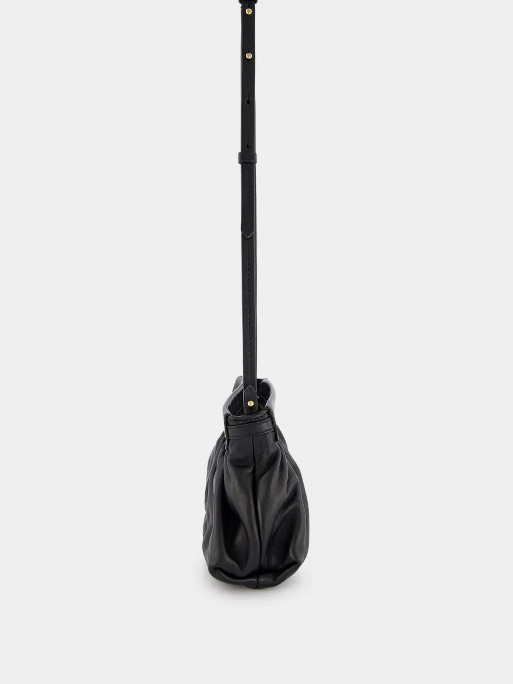 Luzes Gathered Crossbody Black Leather Bag