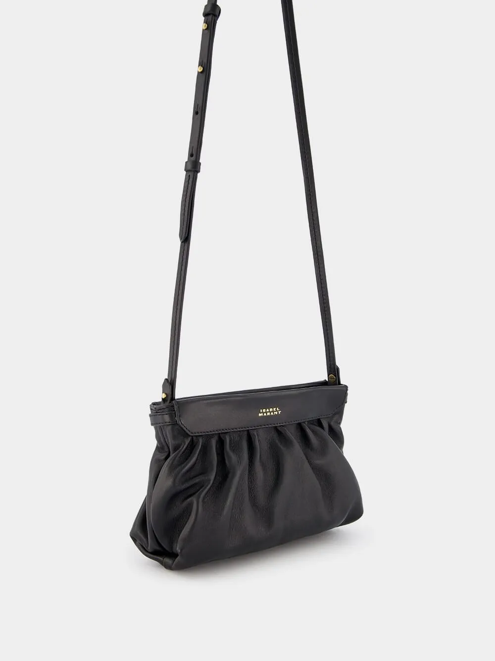 Luzes Gathered Crossbody Black Leather Bag