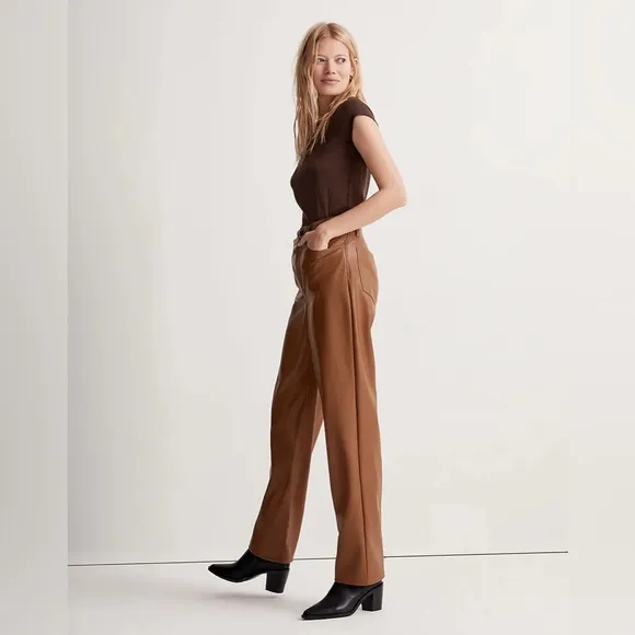 MADEWELL The Perfect Vintage Wide-Leg Pant Faux Leather Edition Size 30