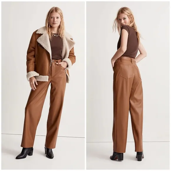 MADEWELL The Perfect Vintage Wide-Leg Pant Faux Leather Edition Size 30