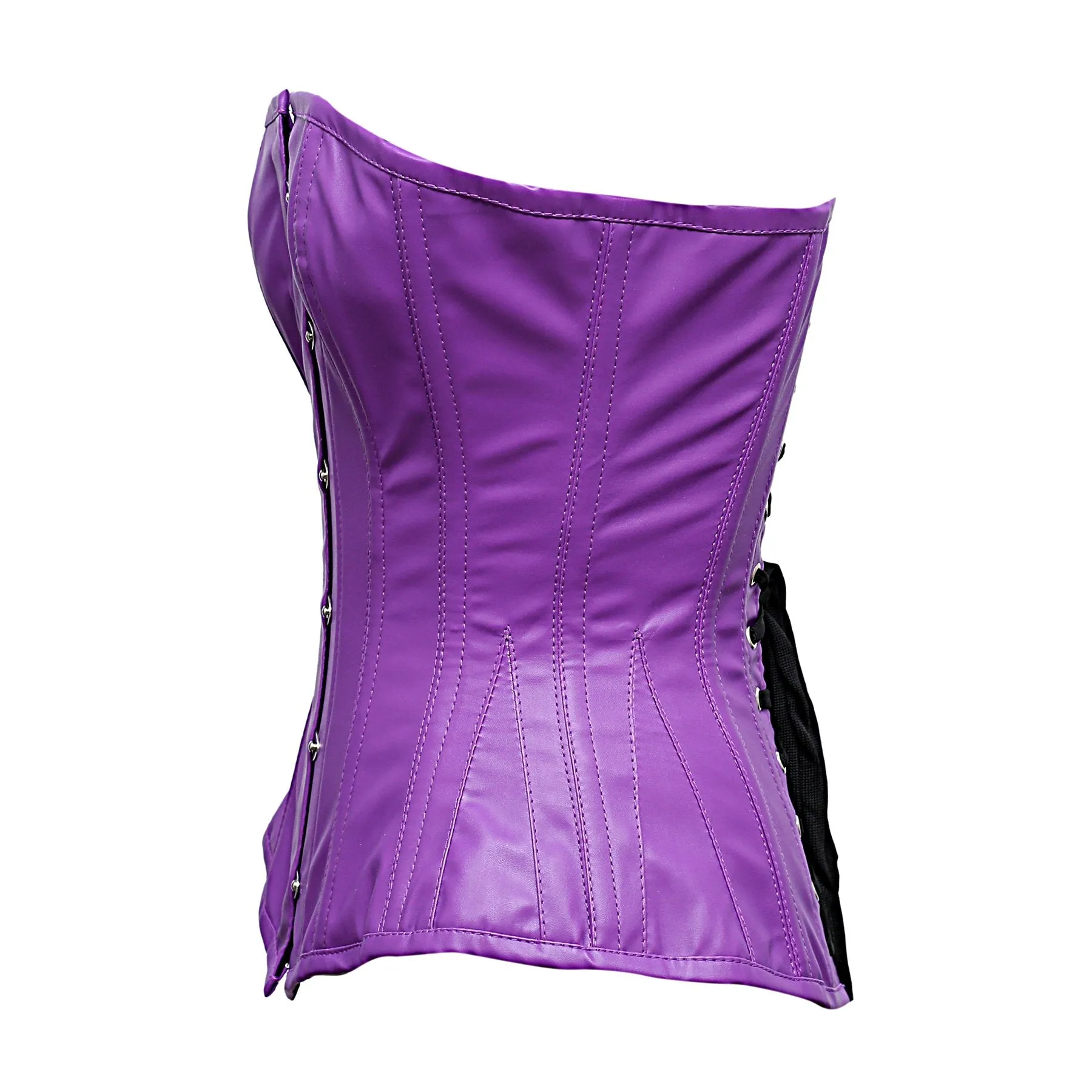 Maher Steel Boned Purple Faux Leather Corset