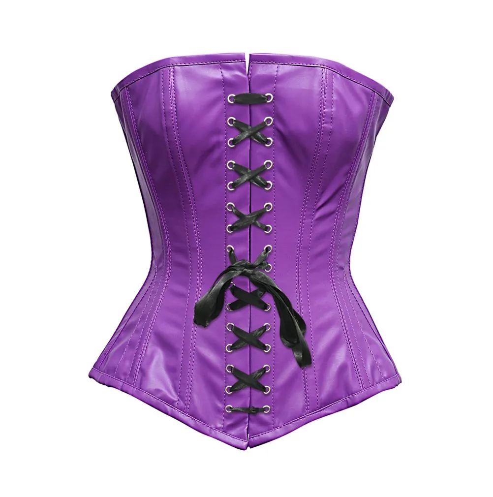 Maher Steel Boned Purple Faux Leather Corset