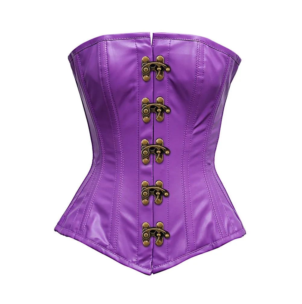 Maher Steel Boned Purple Faux Leather Corset