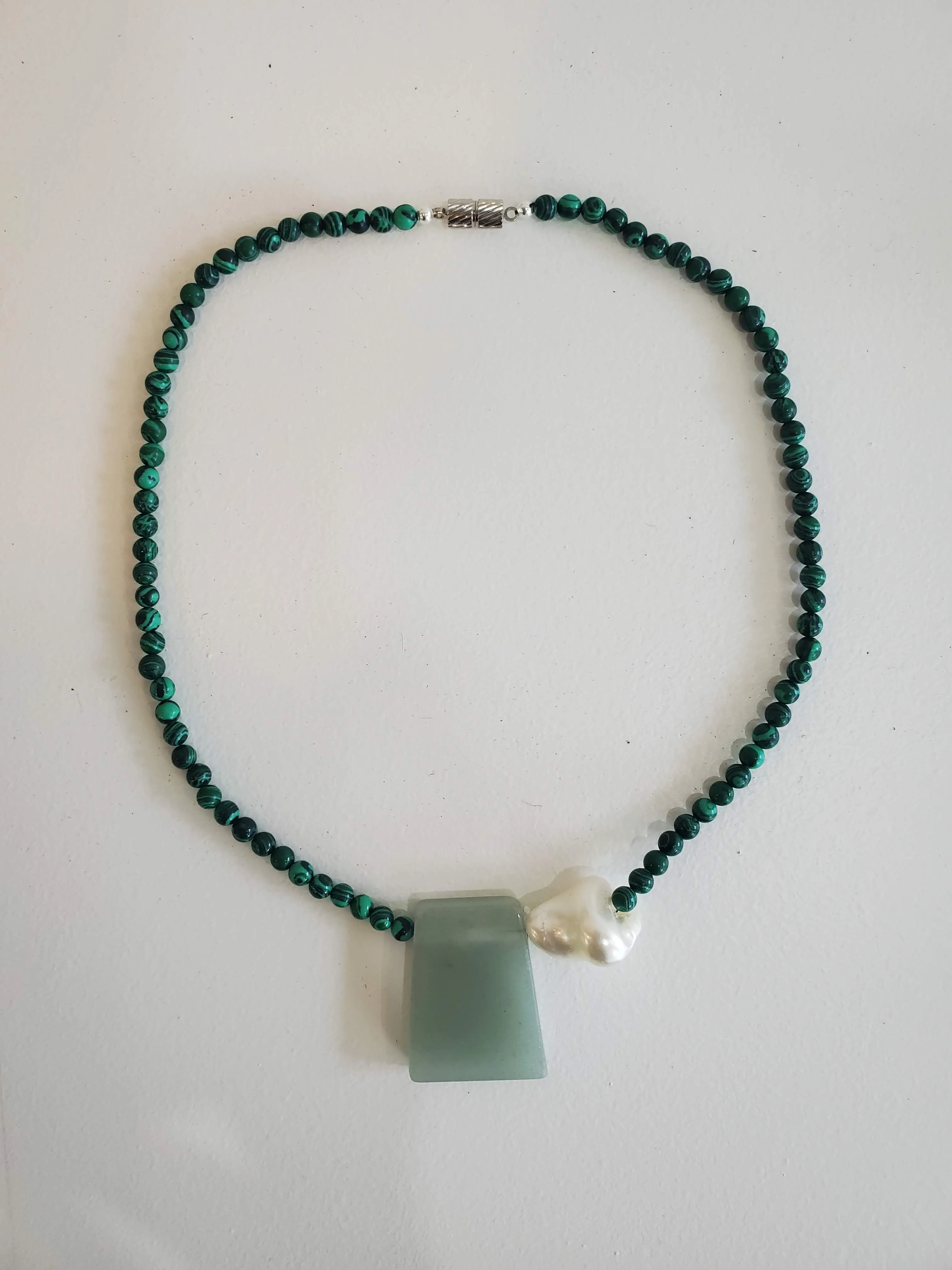 Malachite, Pearl and Aventurine Choker - Green