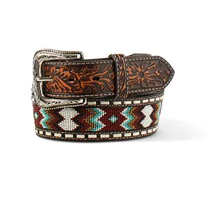 M&F Ariat Belt 1 1/2'' Embossed Beaded Brown A1040402