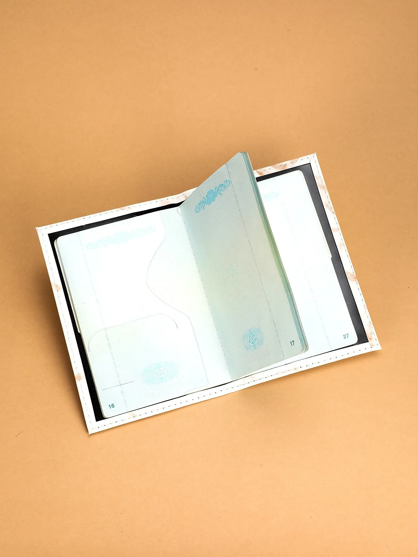 Marble Pattern Letter Detail Small Wallet - Blue and White - FD ⚡