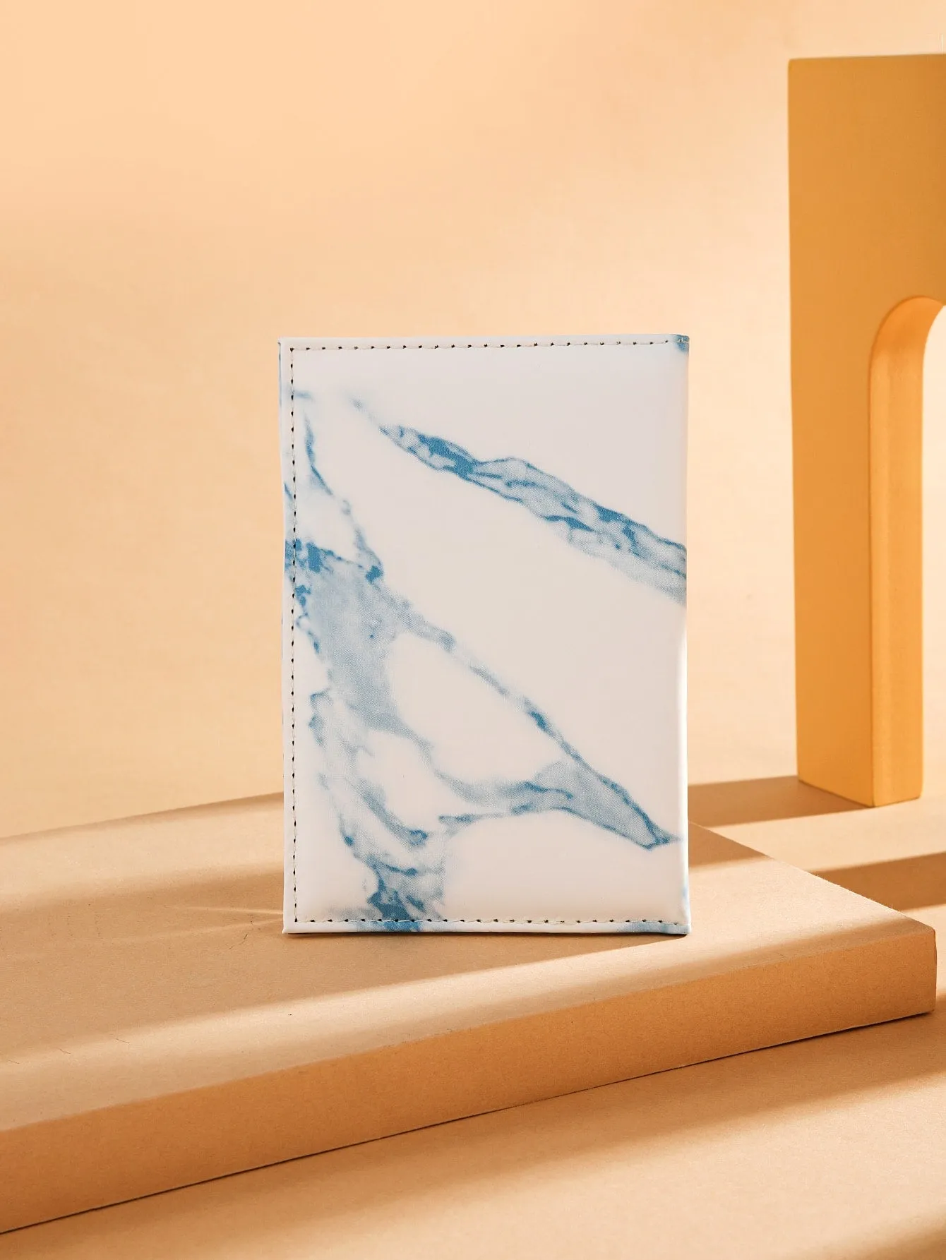 Marble Pattern Letter Detail Small Wallet - Blue and White - FD ⚡