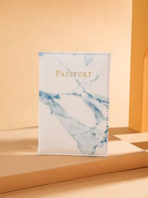 Marble Pattern Letter Detail Small Wallet - Blue and White - FD ⚡