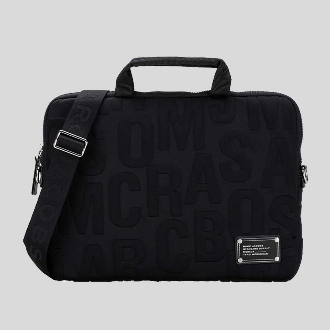 MARC JACOBS Logo Quilted Nylon Laptop Bag Black RB-4P4SCP006S02