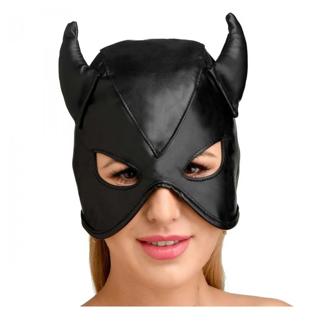 Master Series Dungeon Demon Bondage Hood with Horns