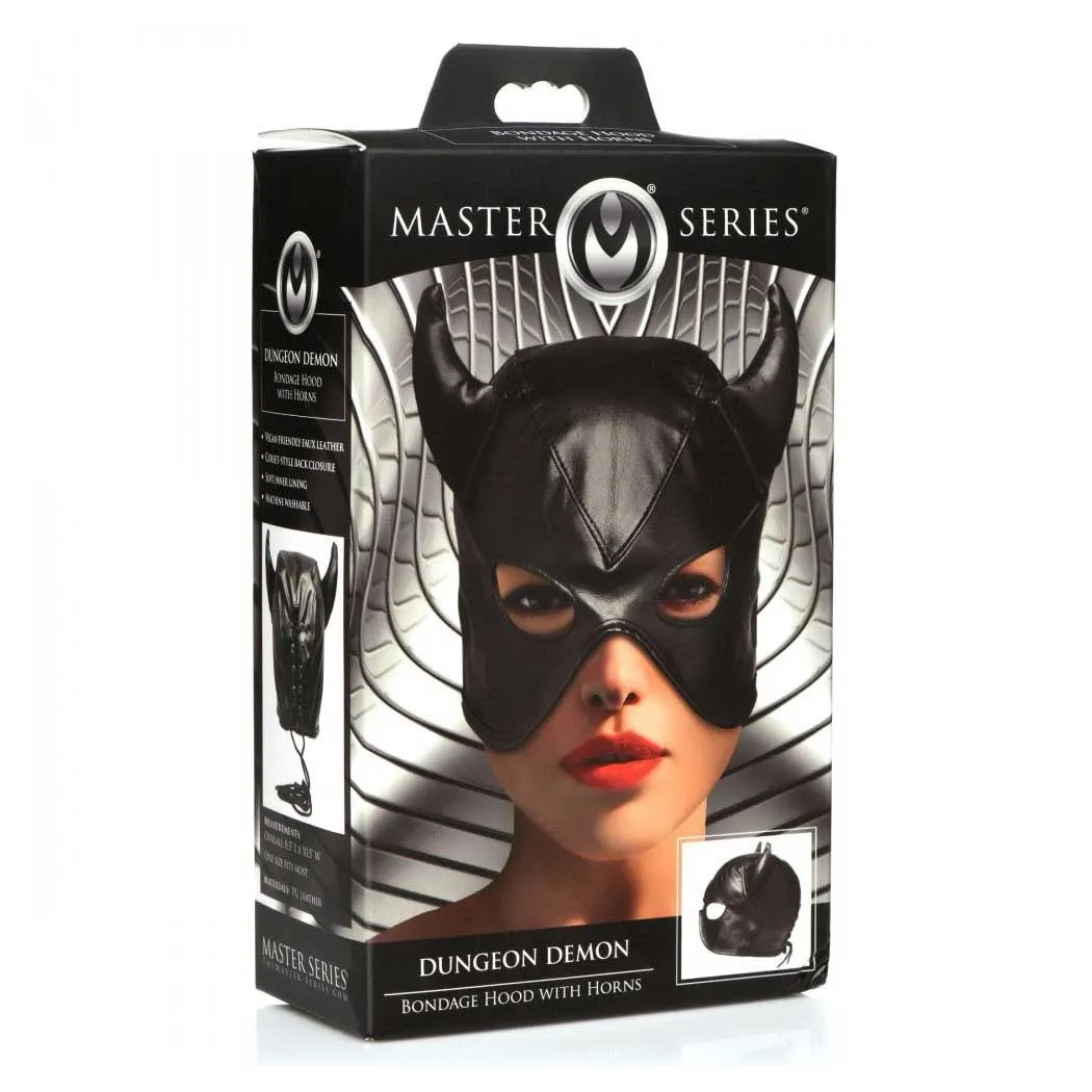 Master Series Dungeon Demon Bondage Hood with Horns