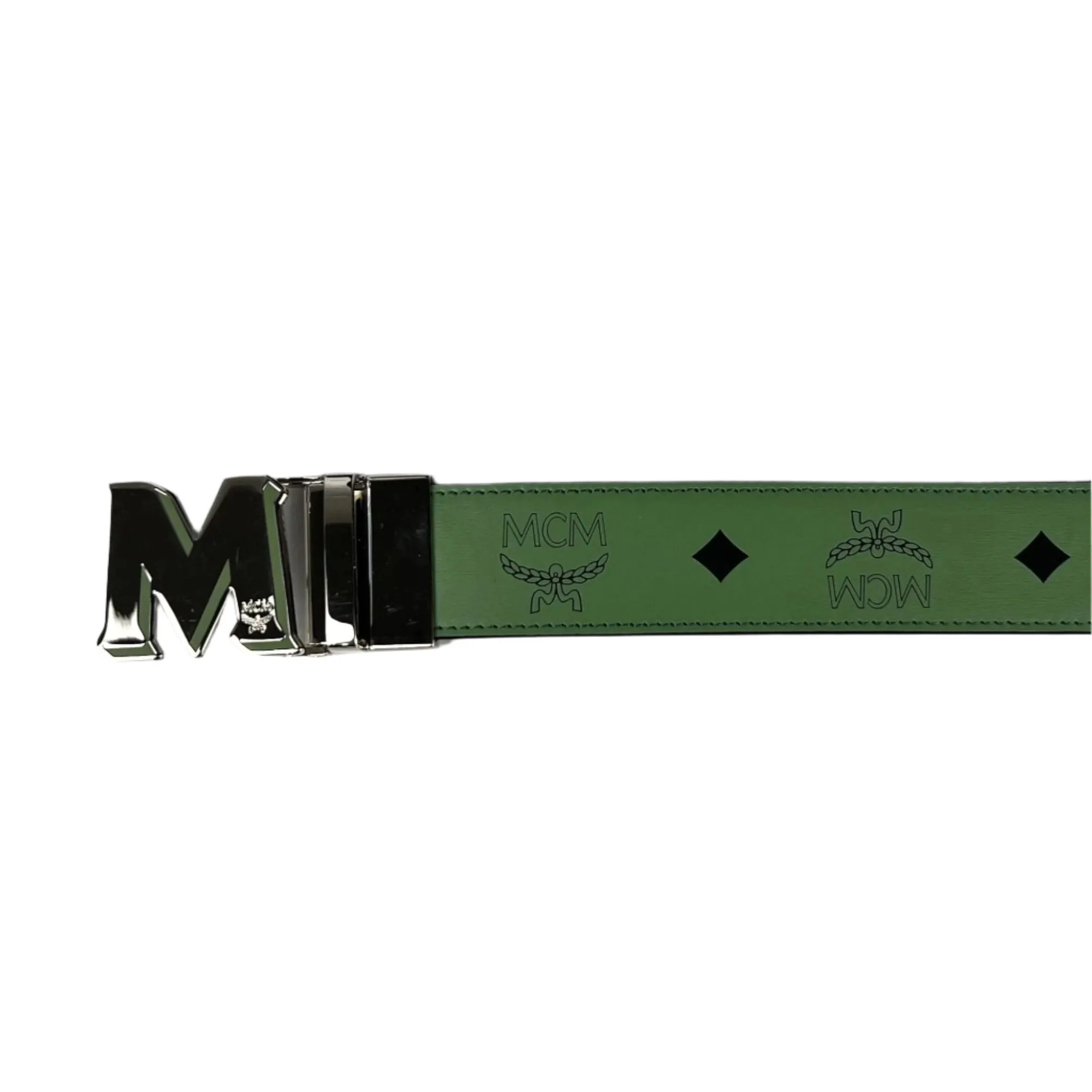 MCM Mens Claus Epoxy M Loden Frost Leather Reversible Belt Customizable