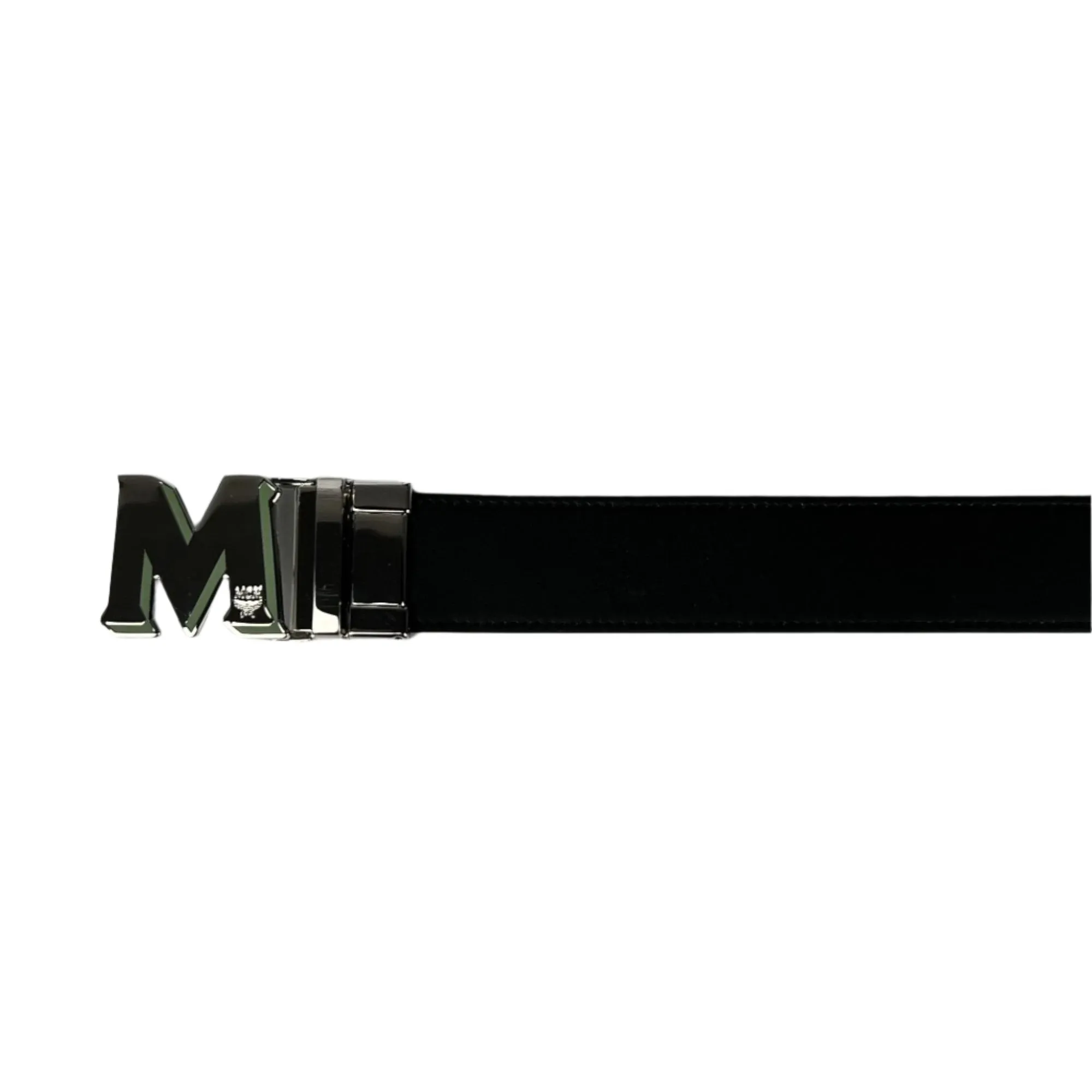 MCM Mens Claus Epoxy M Loden Frost Leather Reversible Belt Customizable