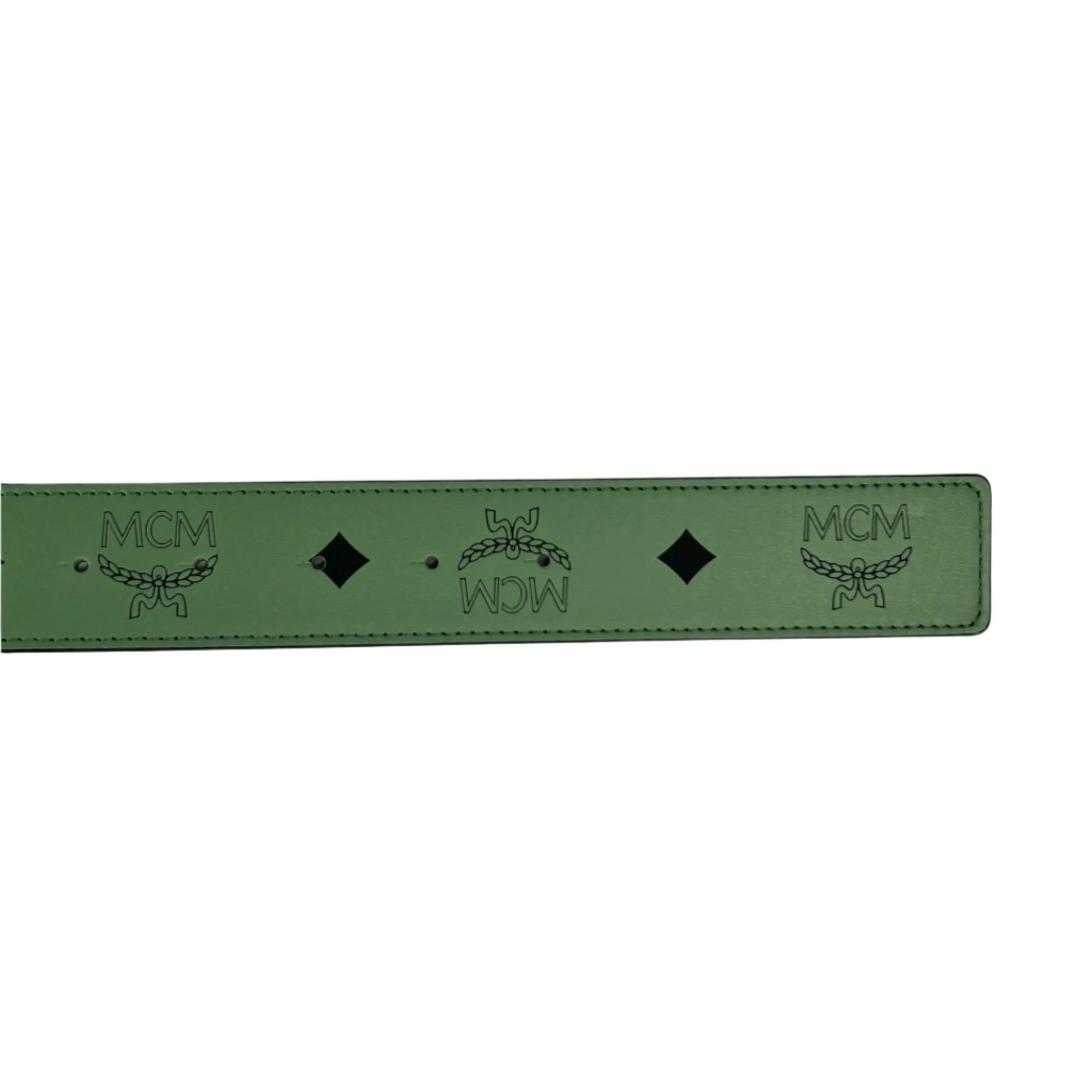 MCM Mens Claus Epoxy M Loden Frost Leather Reversible Belt Customizable