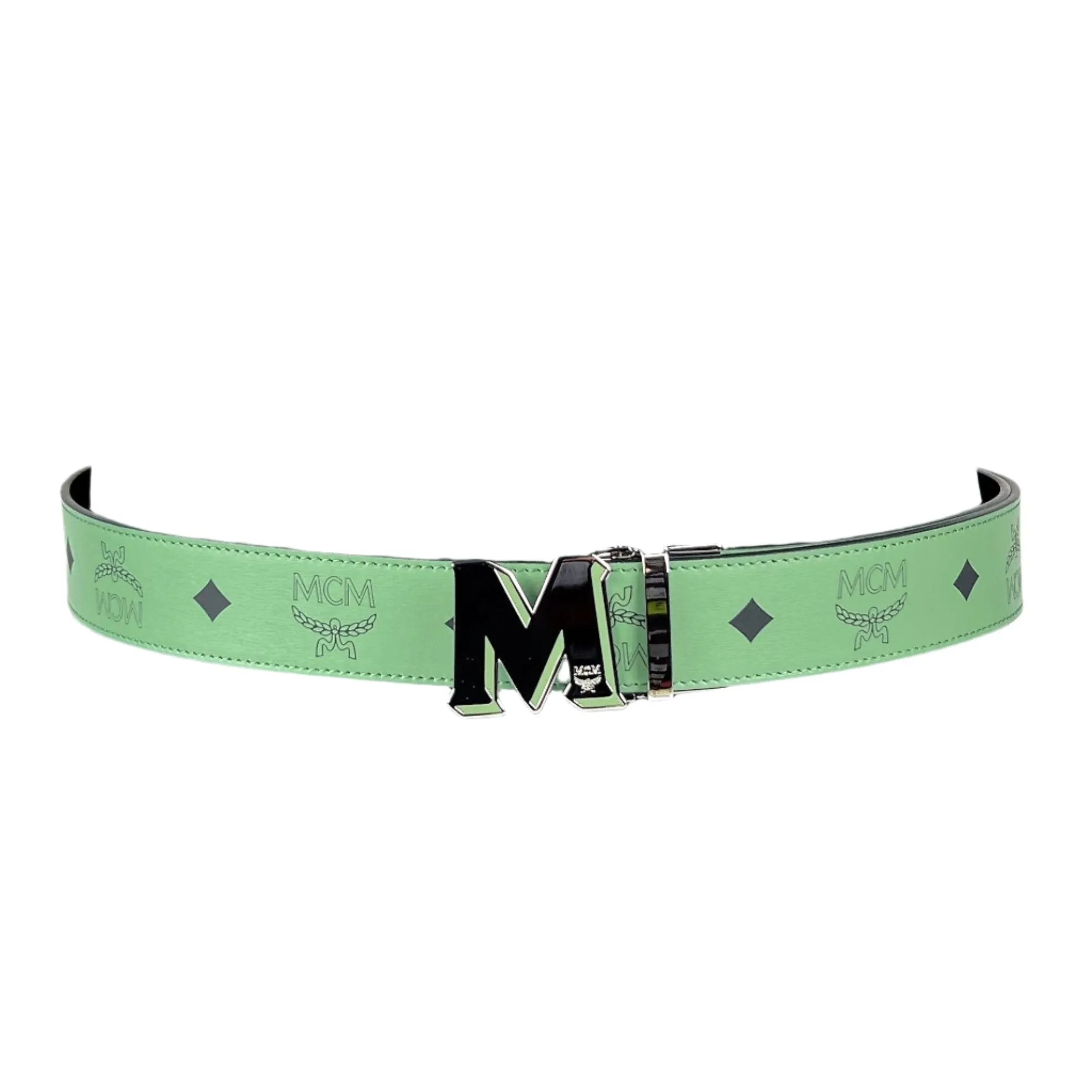 MCM Mens Claus Epoxy M Loden Frost Leather Reversible Belt Customizable