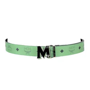 MCM Mens Claus Epoxy M Loden Frost Leather Reversible Belt Customizable