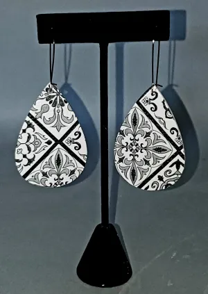 Mediterranean Tile Print Drop Earrings